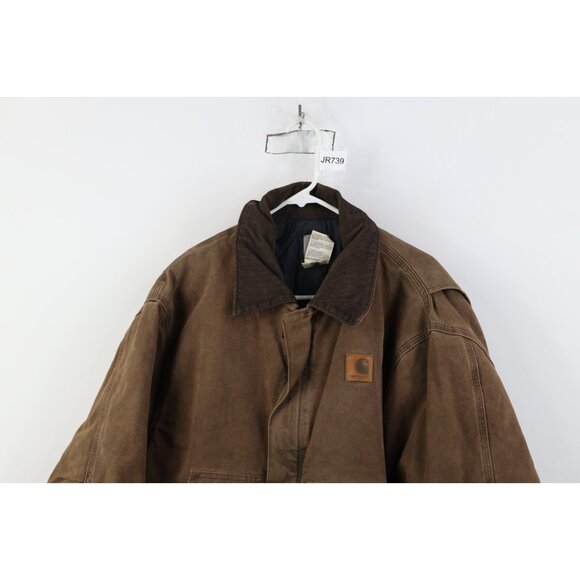 Vtg Y2K 2000 Carhartt Mens 2XL Arctic Quilted Detroit Jacket Brown Canvas USA - Picture 2 of 16